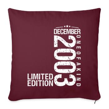 Décembre 2003 Décembre anniversaire December 2003 - Housse de coussin décorative 45 x 45 cm - bordeaux - Devant