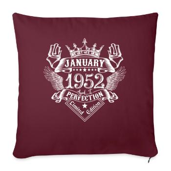 Janvier 1952 | Janvier 1952 anniversaire 1952 - Housse de coussin décorative 45 x 45 cm - bordeaux - Devant
