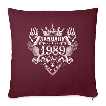 Janvier 1989 | Janvier 1989 anniversaire 1989 - Housse de coussin décorative 45 x 45 cm - bordeaux - Devant