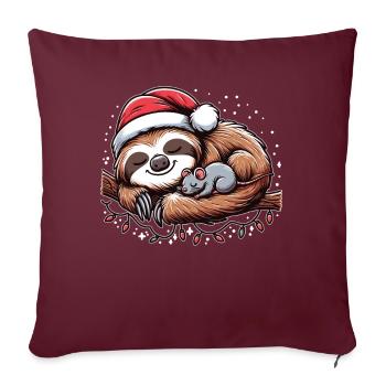 Père Noël chapeau Noël paresseux souris - Housse de coussin décorative 45 x 45 cm - bordeaux - Devant