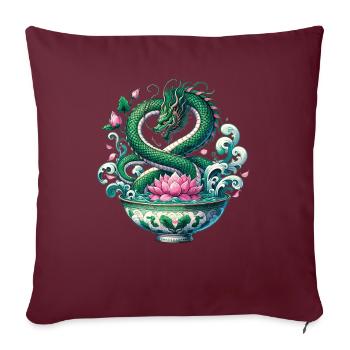 Tee Chinesischer Drache und Lotusblüte - Sofakissenbezug 45 x 45 cm - Burgunderrot - Vorne