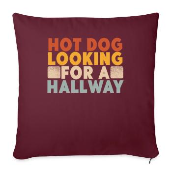 Hot Dog auf der Suche nach einem Flur - Sofakissenbezug 45 x 45 cm - Burgunderrot - Vorne