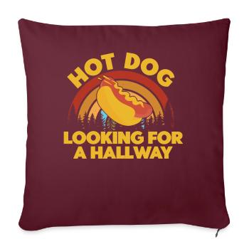 Hot Dog auf der Suche nach einem Flur - Sofakissenbezug 45 x 45 cm - Burgunderrot - Vorne