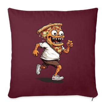 Pizza Slice Monster Design pour les amateurs de pizza - Housse de coussin décorative 45 x 45 cm - bordeaux - Devant