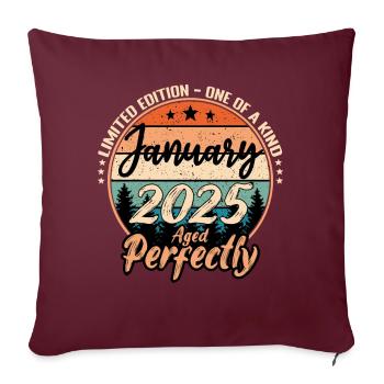 Janvier 2025 anniversaire 2025 légendes Janvier - Housse de coussin décorative 45 x 45 cm - bordeaux - Devant