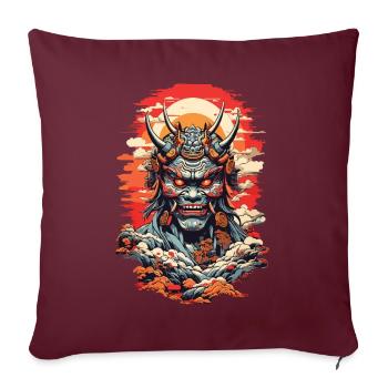 Japonais Oni démon Vaporwave Vintage Design - Housse de coussin décorative 45 x 45 cm - bordeaux - Devant