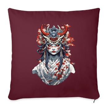 Japonais Oni démon Vintage Design esthétique - Housse de coussin décorative 45 x 45 cm - bordeaux - Devant