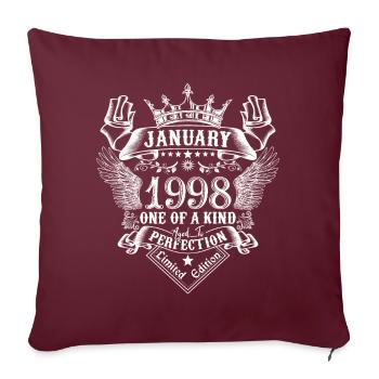 1998 Janvier 1998 anniversaire Janvier 1998 - Housse de coussin décorative 45 x 45 cm - bordeaux - Devant