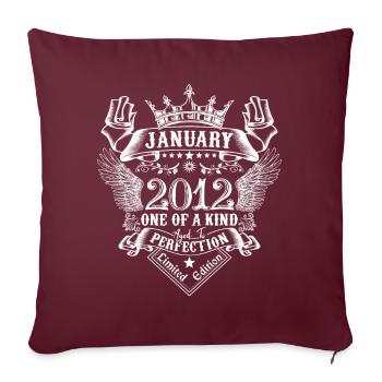 2012 Janvier 2012 anniversaire Janvier 2012 - Housse de coussin décorative 45 x 45 cm - bordeaux - Devant