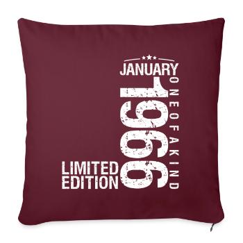 Janvier 1966 Janvier anniversaire January 1966 - Housse de coussin décorative 45 x 45 cm - bordeaux - Devant