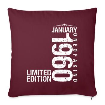 Janvier 1960 Janvier anniversaire January 1960 - Housse de coussin décorative 45 x 45 cm - bordeaux - Devant