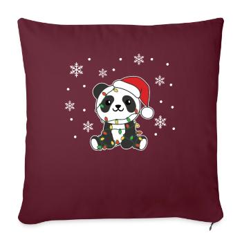 Panda Noël Hiver Animaux Pandas - Housse de coussin décorative 45 x 45 cm - bordeaux - Devant