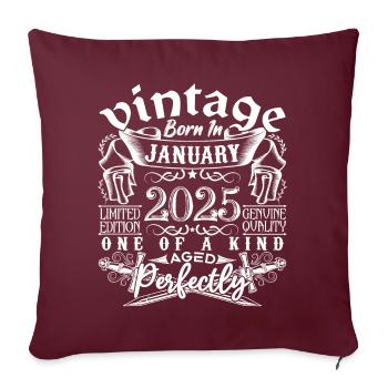 Janvier 2025 anniversaire Janvier 2025 January - Housse de coussin décorative 45 x 45 cm - bordeaux - Devant