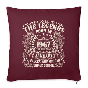 Janvier 1967 anniversaire 1967 Janvier année - Housse de coussin décorative 45 x 45 cm - bordeaux - Devant