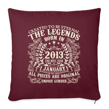 Janvier 2013 anniversaire 2013 Janvier année - Housse de coussin décorative 45 x 45 cm - bordeaux - Devant