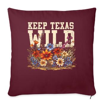 Champs de fleurs sauvages Fleurs sauvages Bluebonnet - Housse de coussin décorative 45 x 45 cm - bordeaux - Devant