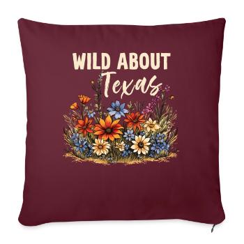 Champs de fleurs sauvages Fleurs sauvages Bluebonnet - Housse de coussin décorative 45 x 45 cm - bordeaux - Devant