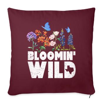 Champs de fleurs sauvages Fleurs sauvages Bluebonnet - Housse de coussin décorative 45 x 45 cm - bordeaux - Devant