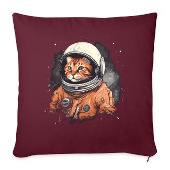 rote Katze im Astronautenanzug im Weltall - Sofakissenbezug 45 x 45 cm - Burgunderrot - Vorne