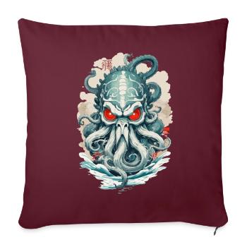 Yokai tentacules mer monstre démon Vintage Japon - Housse de coussin décorative 45 x 45 cm - bordeaux - Devant