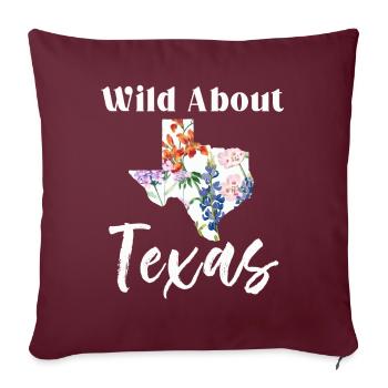 Champs de fleurs sauvages Fleurs sauvages Bluebonnet - Housse de coussin décorative 45 x 45 cm - bordeaux - Devant