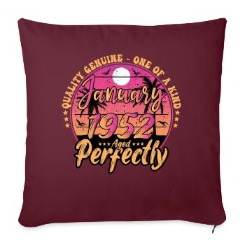 Janvier 1952 anniversaire 1952 Janvier 1952 - Housse de coussin décorative 45 x 45 cm - bordeaux - Devant