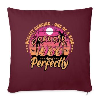 Janvier 1966 anniversaire 1966 Janvier 1966 - Housse de coussin décorative 45 x 45 cm - bordeaux - Devant