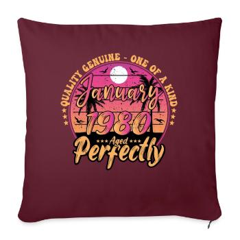 Janvier 1980 anniversaire 1980 Janvier 1980 - Housse de coussin décorative 45 x 45 cm - bordeaux - Devant
