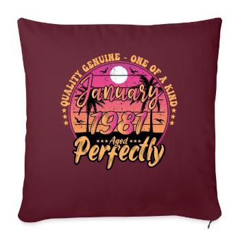 Janvier 1981 anniversaire 1981 Janvier 1981 - Housse de coussin décorative 45 x 45 cm - bordeaux - Devant