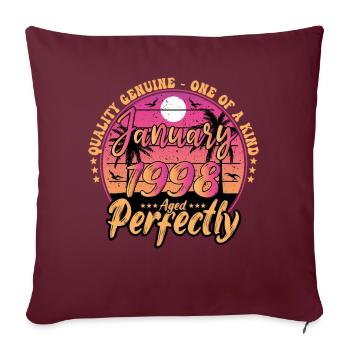 Janvier 1998 anniversaire 1998 Janvier 1998 - Housse de coussin décorative 45 x 45 cm - bordeaux - Devant