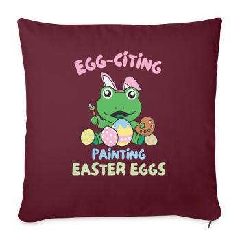 Grenouilles mignonnes pour Pâques avec des œufs de grenouille de Pâques - Housse de coussin décorative 45 x 45 cm - bordeaux - Devant