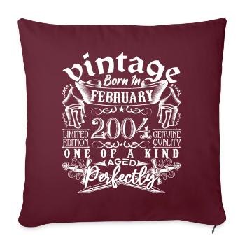 Février 2004 anniversaire Février 2004 February - Housse de coussin décorative 45 x 45 cm - bordeaux - Devant