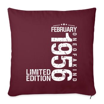 Février 1956 Février anniversaire Février 1956 - Housse de coussin décorative 45 x 45 cm - bordeaux - Devant