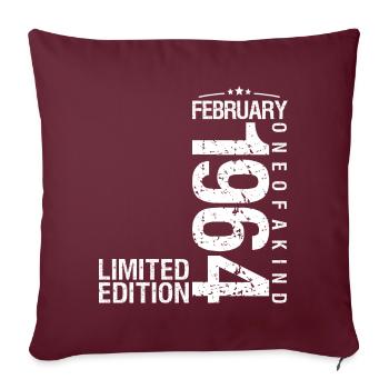 Février 1964 Février anniversaire Février 1964 - Housse de coussin décorative 45 x 45 cm - bordeaux - Devant