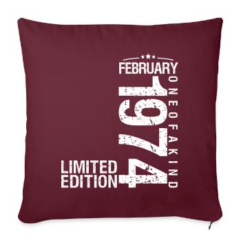 Février 1974 Février anniversaire Février 1974 - Housse de coussin décorative 45 x 45 cm - bordeaux - Devant