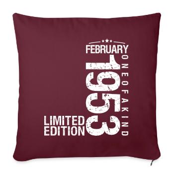 Février 1953 Février anniversaire Février 1953 - Housse de coussin décorative 45 x 45 cm - bordeaux - Devant
