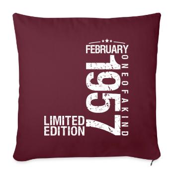 Février 1957 Février anniversaire Février 1957 - Housse de coussin décorative 45 x 45 cm - bordeaux - Devant