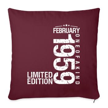 Février 1959 Février anniversaire Février 1959 - Housse de coussin décorative 45 x 45 cm - bordeaux - Devant