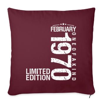 Février 1970 Février anniversaire Février 1970 - Housse de coussin décorative 45 x 45 cm - bordeaux - Devant