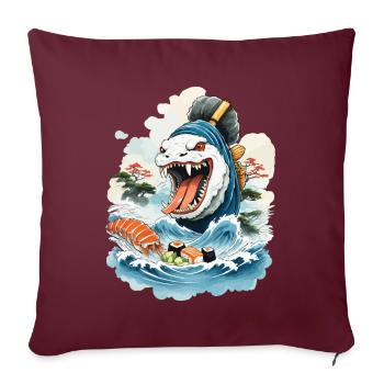 Sushi Rice Monster Japon Art Streetwear - Housse de coussin décorative 45 x 45 cm - bordeaux - Devant