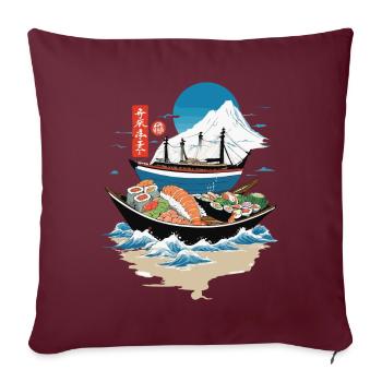 Sushi Bowl japonais Streetwear Art - Housse de coussin décorative 45 x 45 cm - bordeaux - Devant
