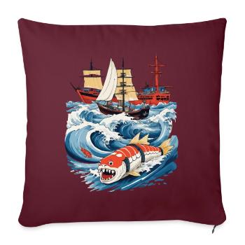 Sushi drôle fantaisie vintage Japon esthétique - Housse de coussin décorative 45 x 45 cm - bordeaux - Devant