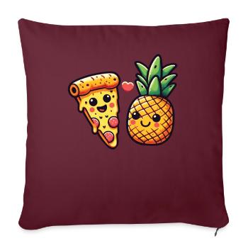 Pizza kawaii à l’ananas Chers meilleurs amis - Housse de coussin décorative 45 x 45 cm - bordeaux - Devant