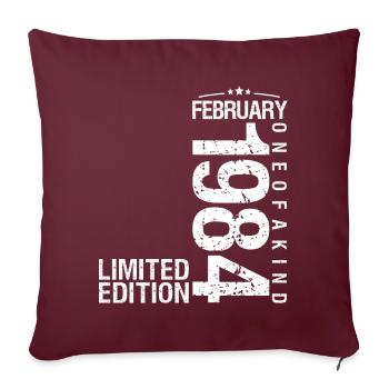 Février 1984 Février anniversaire January 1984 - Housse de coussin décorative 45 x 45 cm - bordeaux - Devant