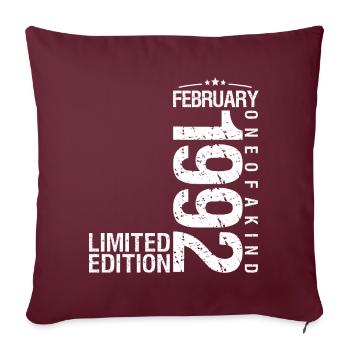 Février 1992 Février anniversaire January 1992 - Housse de coussin décorative 45 x 45 cm - bordeaux - Devant