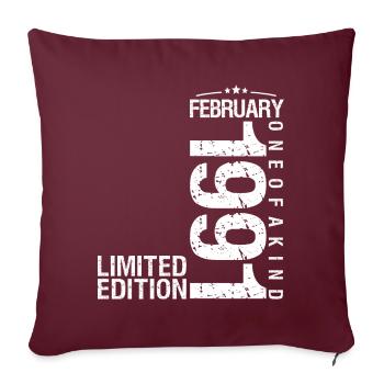Février 1991 Février anniversaire January 1991 - Housse de coussin décorative 45 x 45 cm - bordeaux - Devant