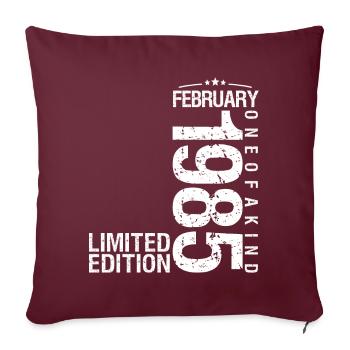 Février 1985 Février anniversaire January 1985 - Housse de coussin décorative 45 x 45 cm - bordeaux - Devant