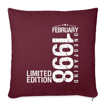 Février 1998 Février anniversaire February 1998 - Housse de coussin décorative 45 x 45 cm - bordeaux - Devant