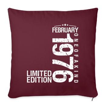 Février 1976 Février anniversaire January 1976 - Housse de coussin décorative 45 x 45 cm - bordeaux - Devant