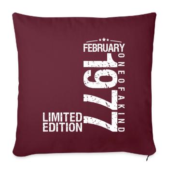 Février 1977 Février anniversaire January 1977 - Housse de coussin décorative 45 x 45 cm - bordeaux - Devant